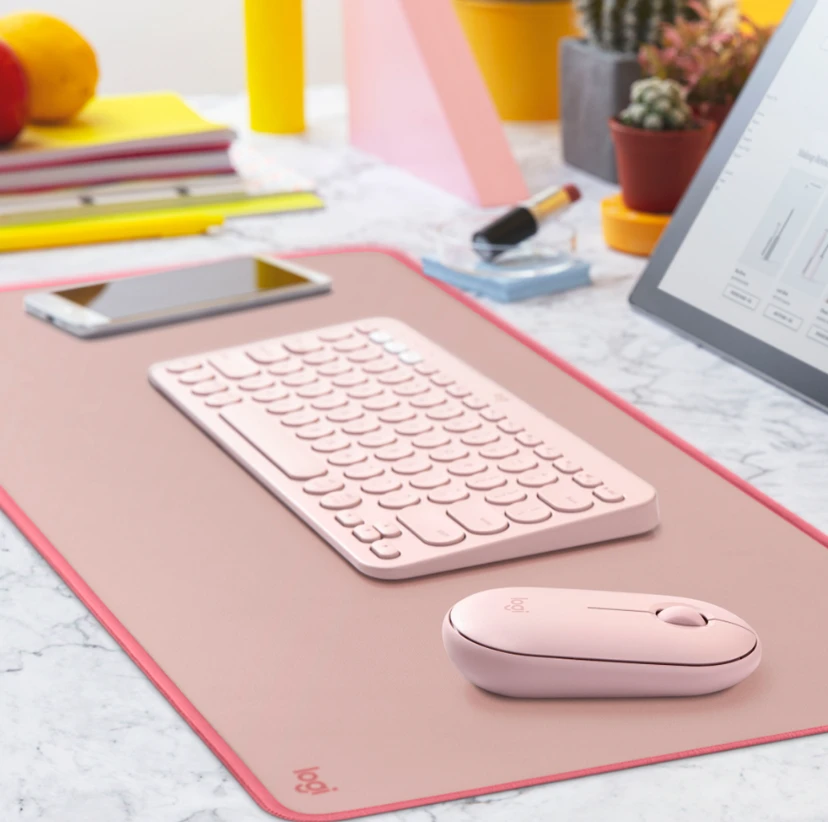 Pelės kilimėlis LOGITECH Desk Mat Studio Series, Tamsiai rožinė spalva