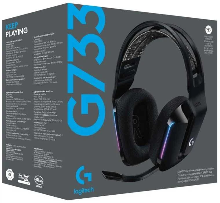 Belaidės ausinės Logitech G733 Lightspeed, Juodos spalvos