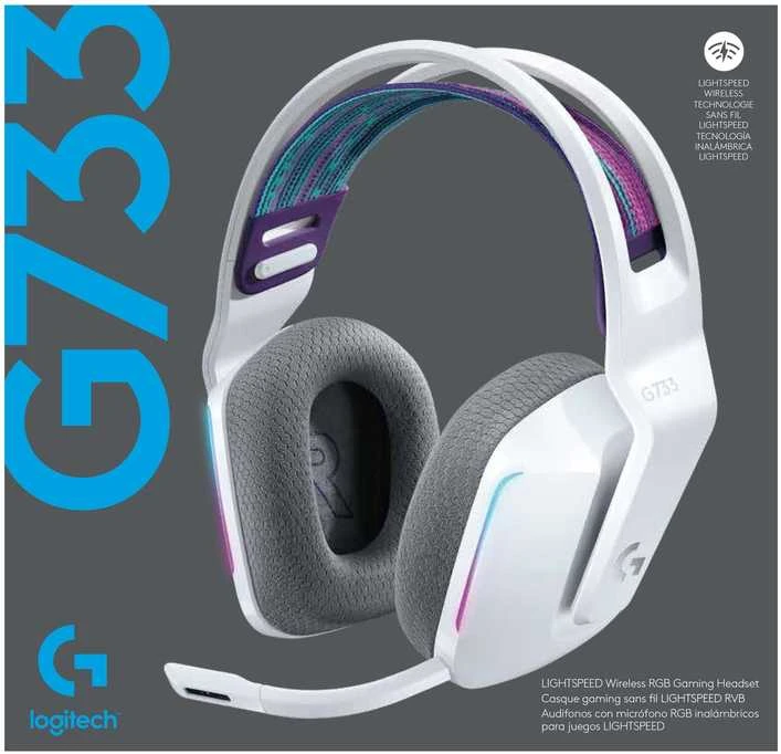 Belaidės ausinės Logitech G733, LIGHTSPEED, RGB, Baltos spalvos