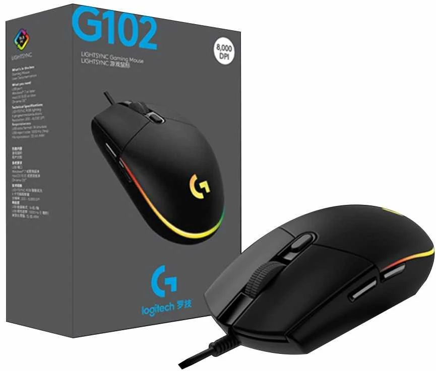 Pelė žaidimams Logitech G102 Lightsync, Juoda