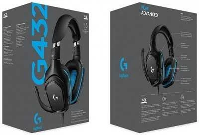 Logitech G432 7.1 Surround Sound ausinės su laidu žaidimams, Juodos