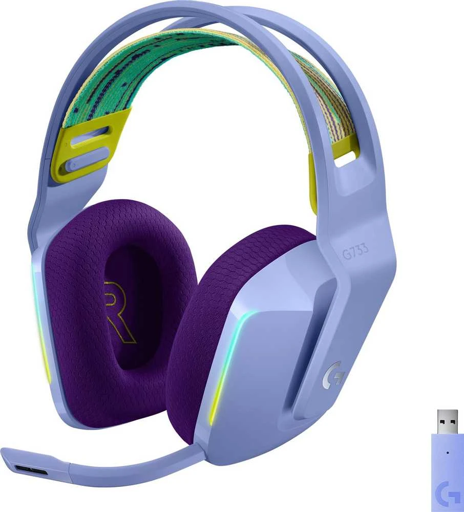 Belaidės ausinės Logitech G733, LIGHTSPEED, Violetinės spalvos