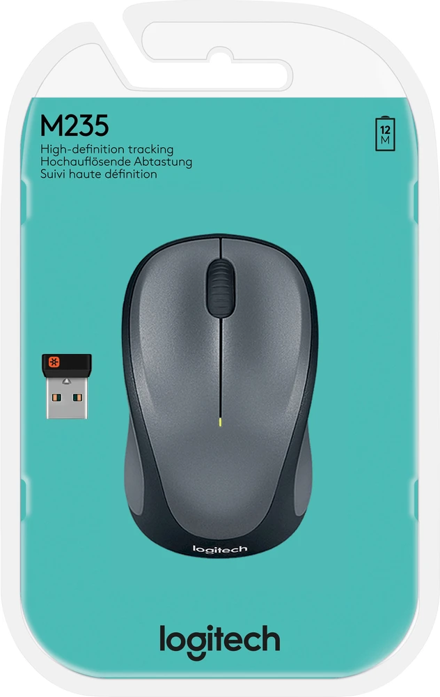 Belaidė pelė Logitech M235, Pilka