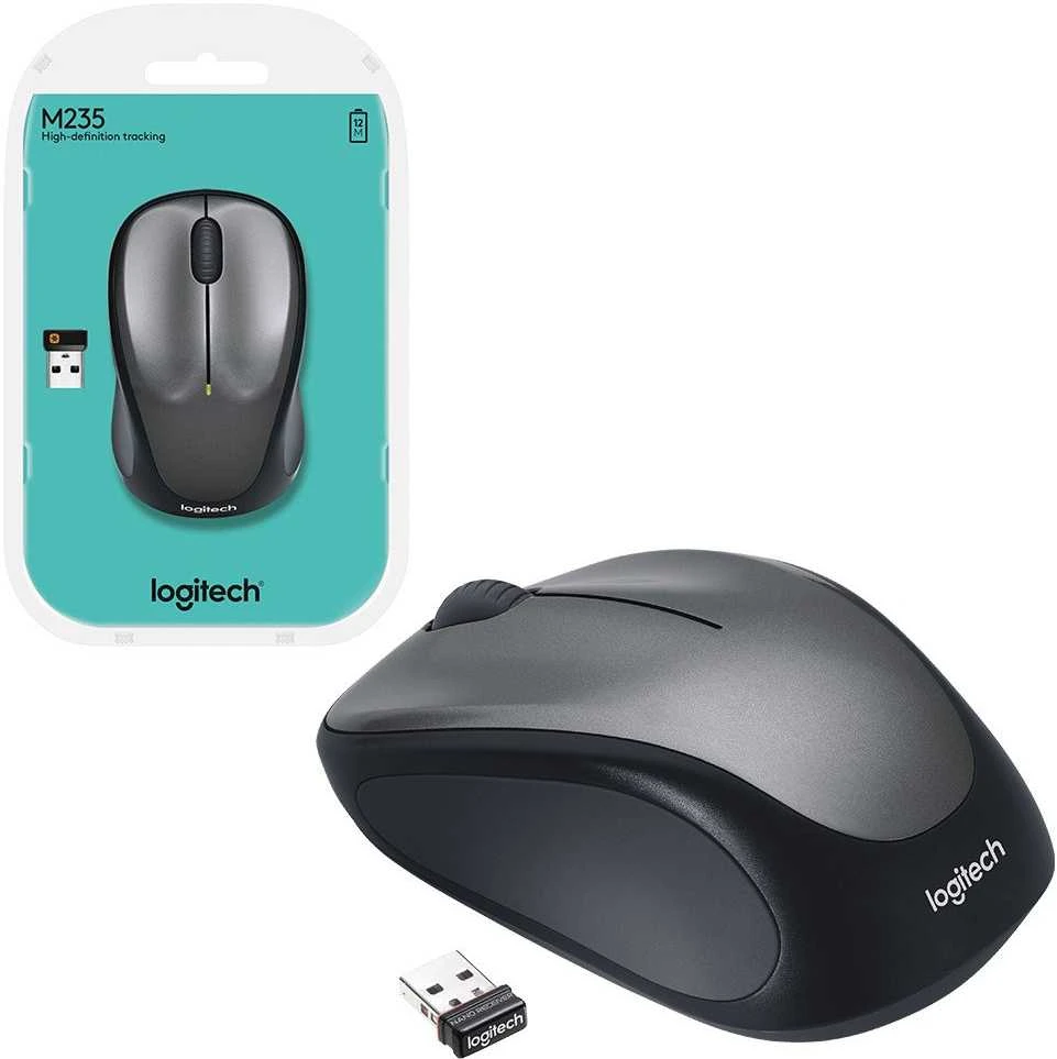 Belaidė pelė Logitech M235, Pilka