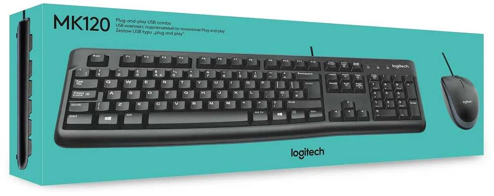 Laidinis klaviatūros ir pelės komplektas Logitech MK120, International išdėstymas