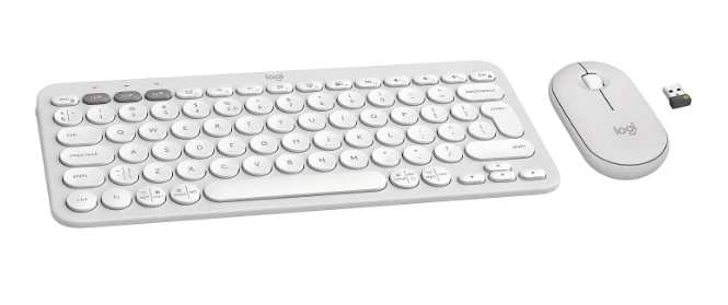 Klaviatūra ir pelė Logitech Pebble 2 Combo, baltos spalvos