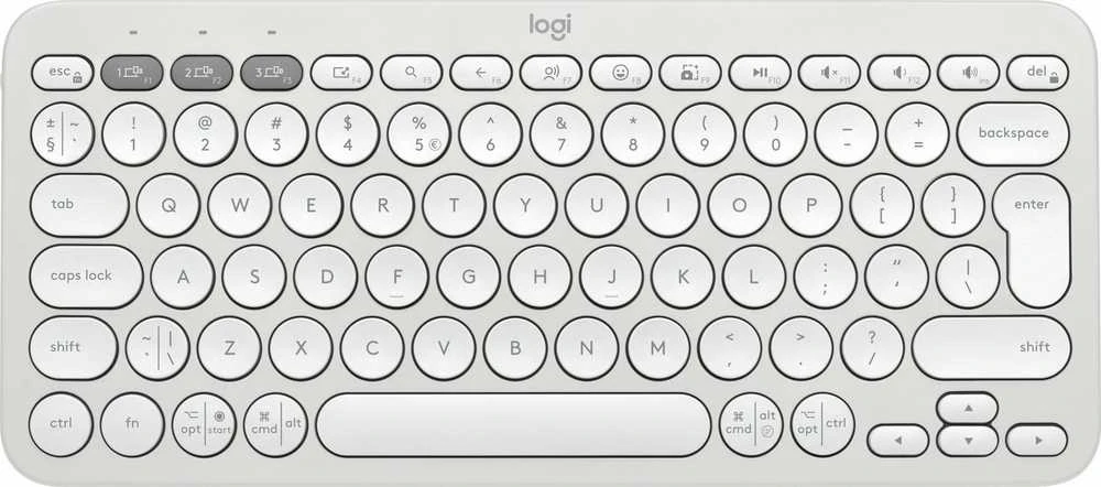Belaidė klaviatūra Logitech PEBBLE KEYS 2 K380S, Baltos spalvos, Išdėstymas: US tarptautinis (Qwerty)
