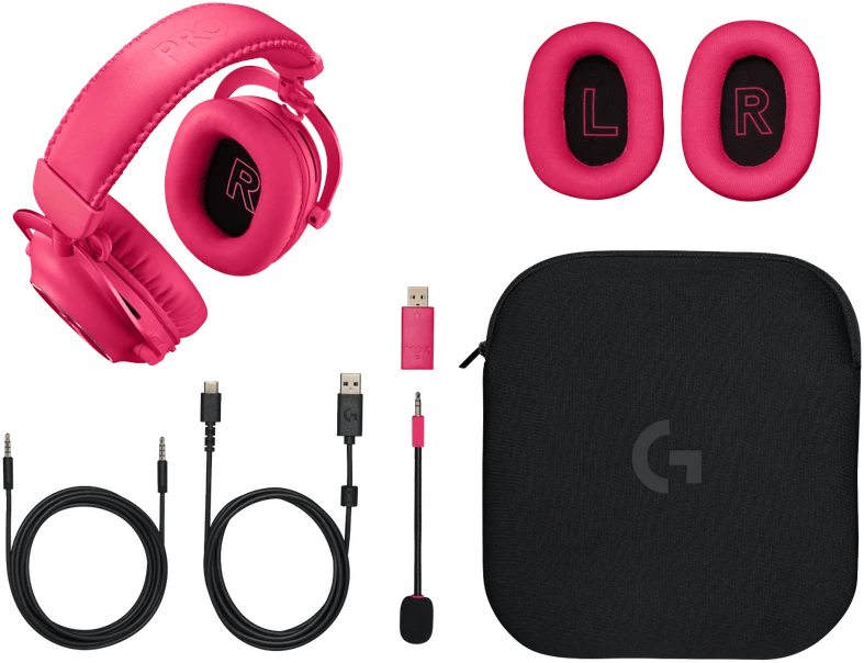 Logitech G Pro X 2 Lightspeed belaidės ausinės žaidimams, Rožinės spalvos