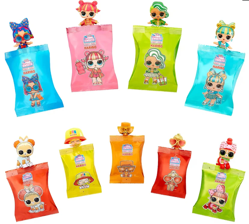 MGA Lėlė Lol staigmena mėgsta mini saldumynus x Haribo vakarėlių rinkinys