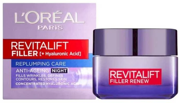Naktinis veido kremas nuo senėjimo L'Oreal REVITALIFT FILLER [HA] 50ml
