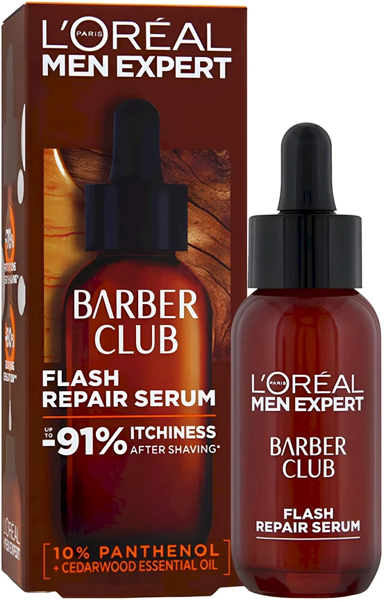 L'Oreal Paris Men Expert Barber Club Flash Repair Serum veido serumas po skutimosi vyrams, 30 ml