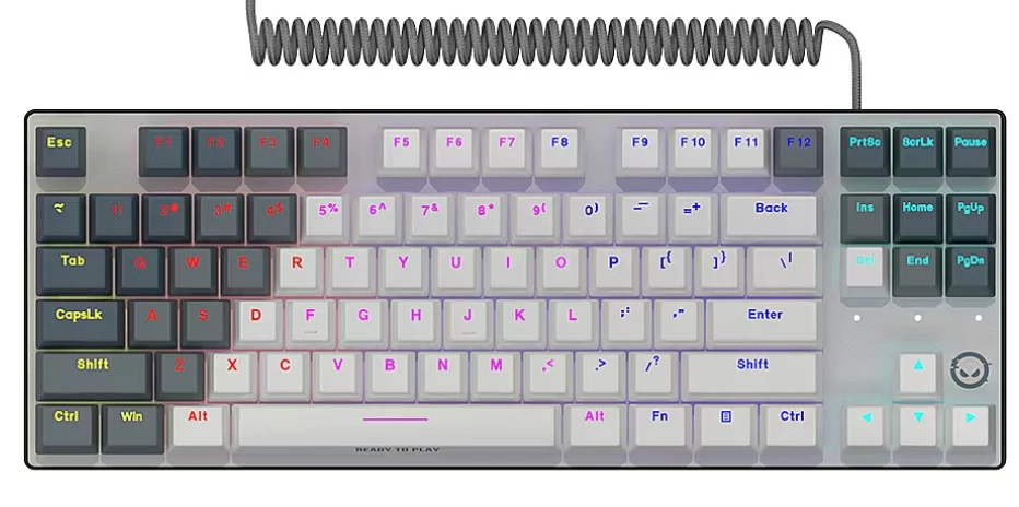 LORGAR Azar 514TKL, su laidu RGB mechaninė klaviatūra žaidimams, baltas, EN išdėstymas