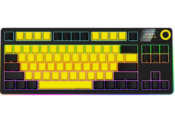 LORGAR KBP70TKLW, Wireless TKL Mechaninė klaviatūra žaidimams Pro, Juodas/geltona, EN išdėstymas