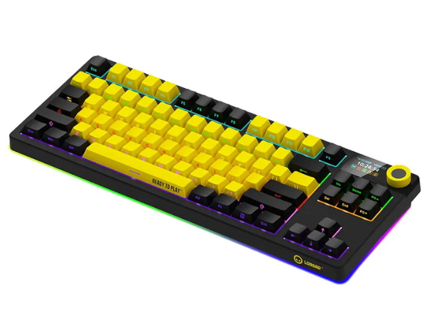 LORGAR KBP70TKLW, Wireless TKL Mechaninė klaviatūra žaidimams Pro, Juodas/geltona, EN išdėstymas