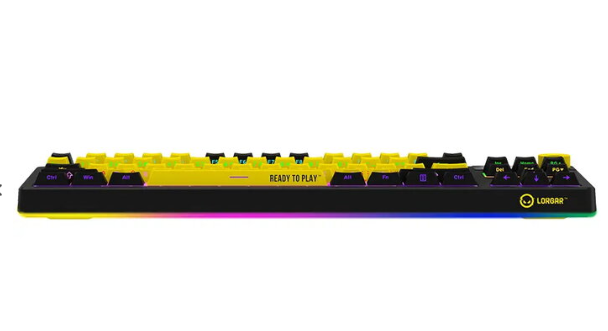 LORGAR KBP70TKLW, Wireless TKL Mechaninė klaviatūra žaidimams Pro, Juodas/geltona, EN išdėstymas
