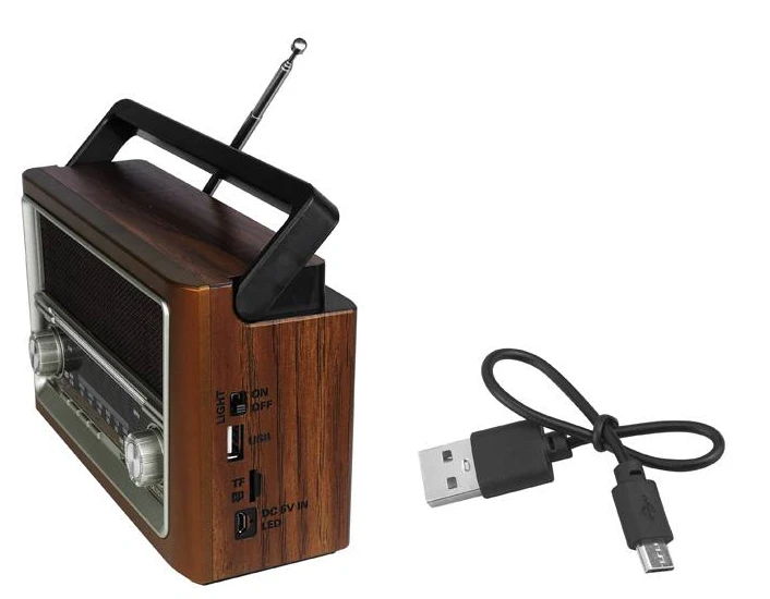 Nešiojamasis radijas LTC ELMA RETRO Bluetooth USB žibintuvėlis
