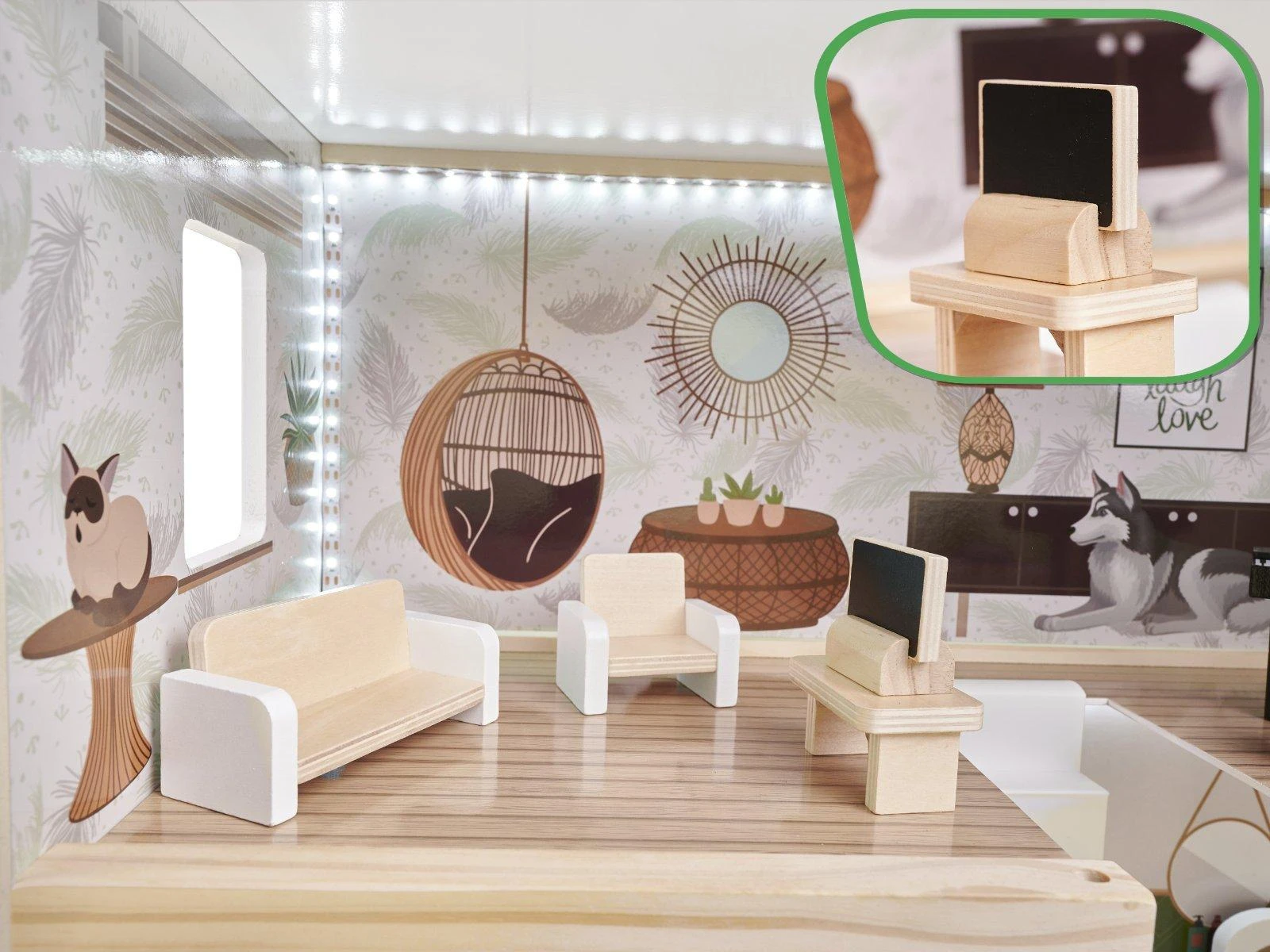 Lulilo medinis lėlių namas Floro Boho70cm