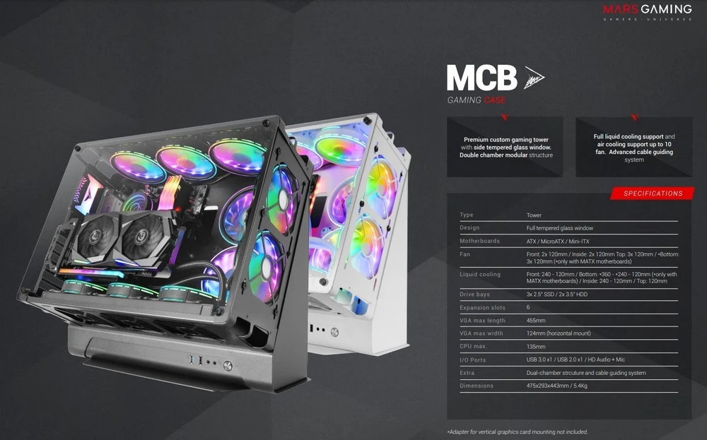 Mars Gaming MCB korpusas baltas (MCBW)