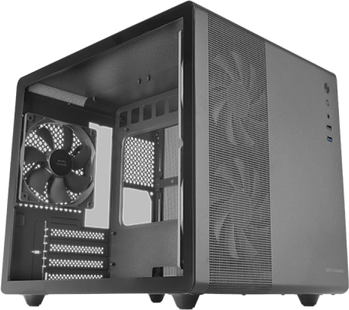 Mars Gaming MCMPRO profesionalus kompaktiškas kompiuterio korpusas mATX (dviguba kamera)