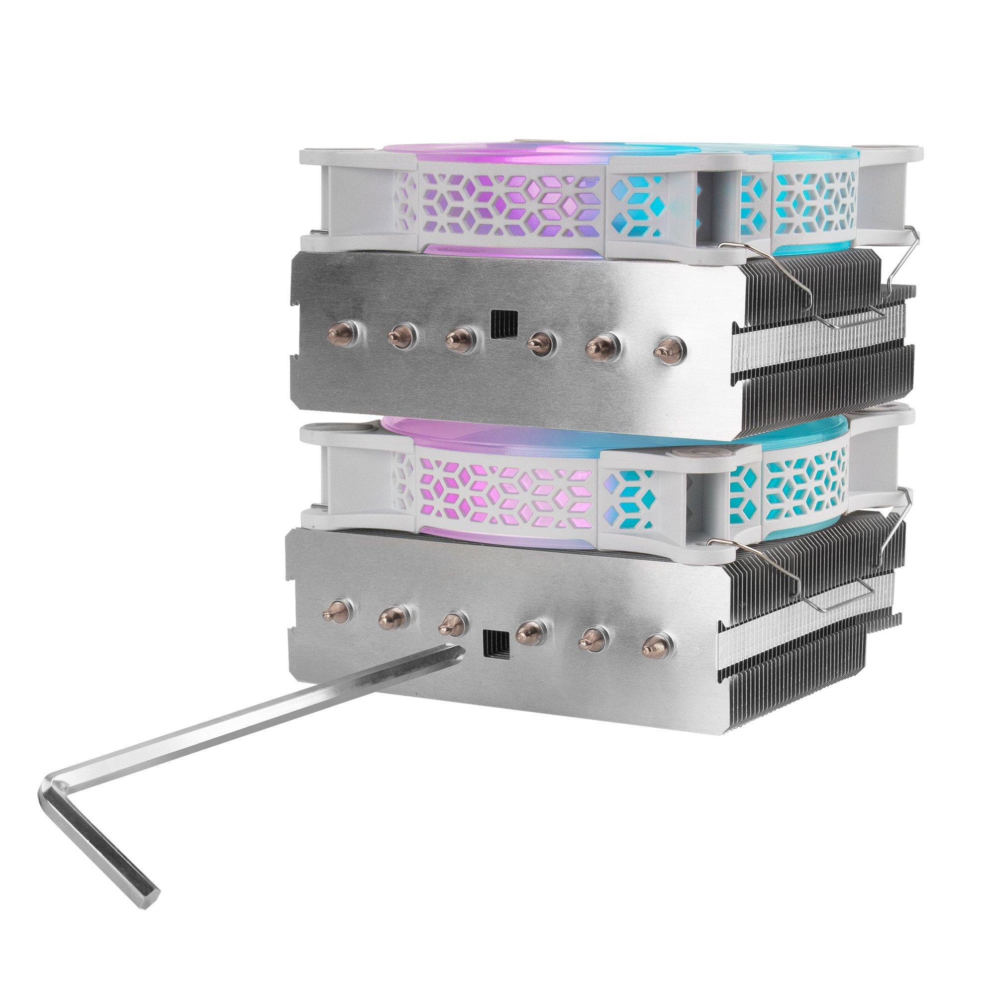 Mars Gaming MCPU-XT procesoriaus aušintuvas, dvigubas bokštinis, aušinimas, 300 W, 2 x 120 mm, ARGB
