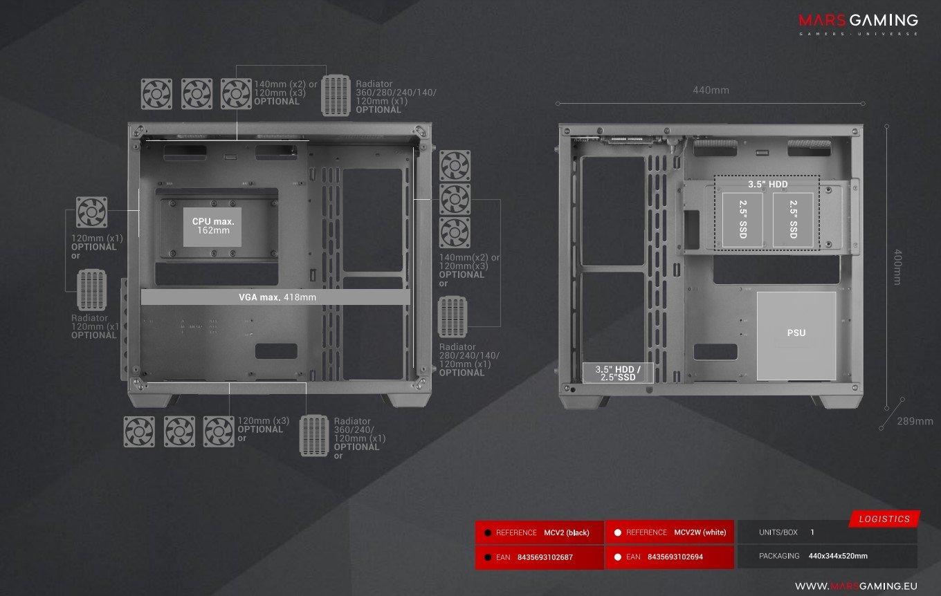 Mars Gaming MCV3 Ultra Gaming XXL kompiuterio korpusas E-ATX