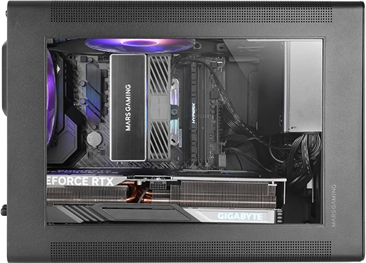 „Mars Gaming MCXPS mATX“ itin kompaktiškas žaidimų kompiuterio korpusas su tinklelio ir stiklo panele