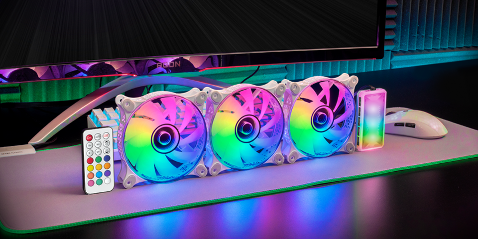 „Mars Gaming MF-3DKIT Infinity Mirror ARGB“ 120 mm nuotolinio valdymo kompiuterio aušintuvo rinkinys