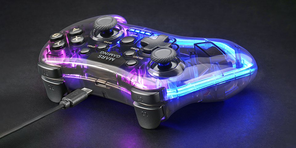 „Mars Gaming MGP-24“ belaidis žaidimų valdiklis RGB / USB 2.4GHz / USB-C / X ir D įvestis