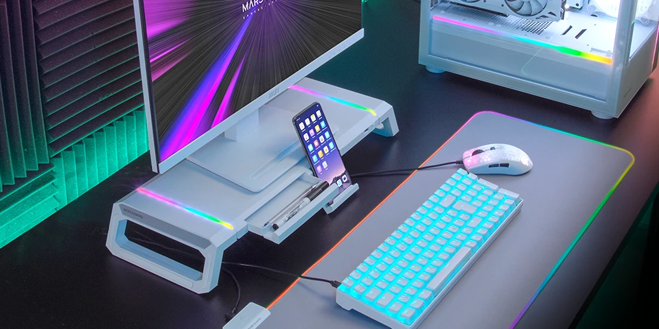 Laikiklis Mars Gaming Monitorių stovas MGS-ONE Chroma RGB USB 2.0