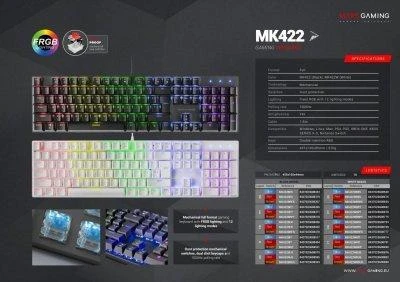 Klaviatūra Mars Gaming MK422WRUS Raudona Switch