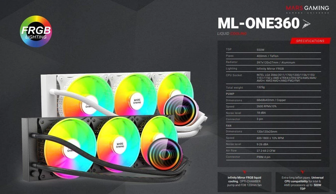 Chłodzenie wodne Mars Gaming ML-ONE360 FRGB (S0235829)