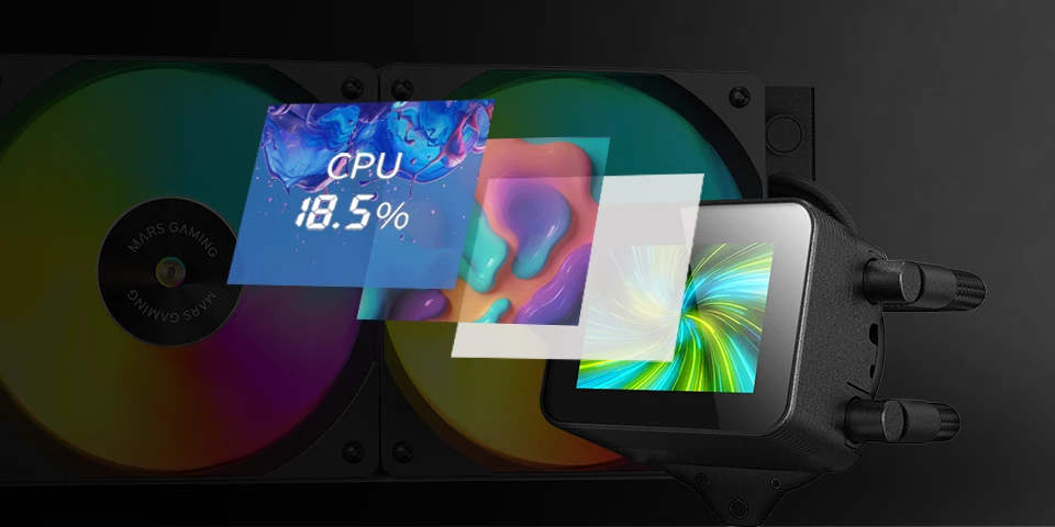 Mars Gaming MLVISION240 skysčio aušinimo sistema su 360º LCD / TDP iki 500 W