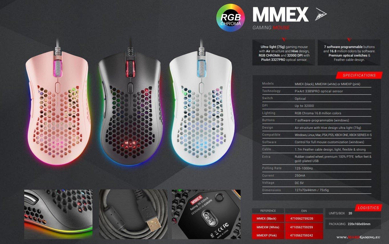 Mars Gaming MMEX Pelė žaidimams 32000DPI / 1000Hz / 400IPS