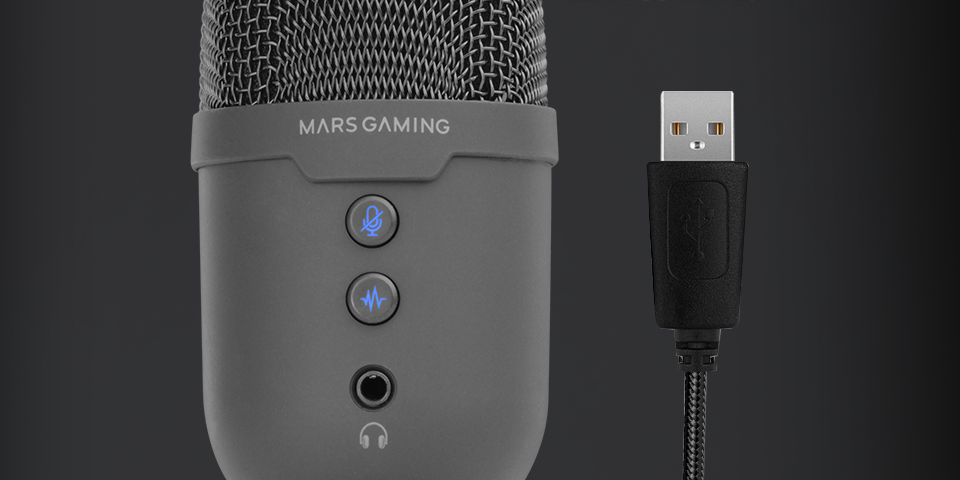 „Mars Gaming MMICCX“ didelės raiškos ENC stalinis kardioidinis mikrofonas USB / ARGB