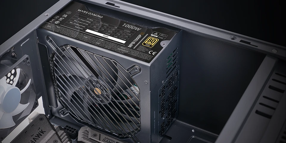 „tacens Mars Gaming MPB1000PSI“ maitinimo blokas 1000 W 24 kontaktų ATX ATX Juodas