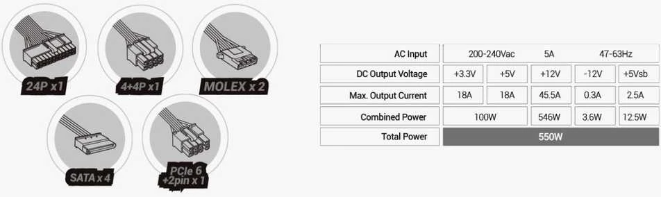 „tacens Mars Gaming MPB550SI“ maitinimo blokas 550 W 24 kontaktų ATX ATX Juodas