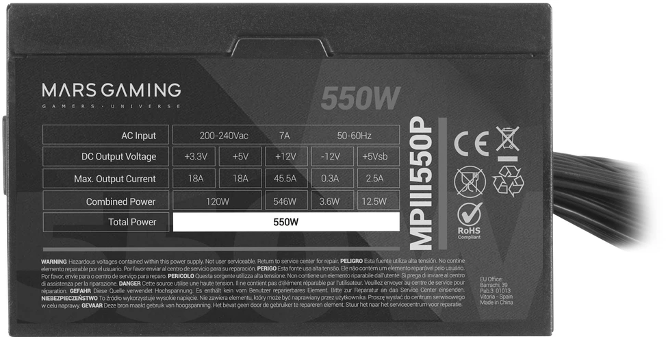 Mars Gaming MPIII550P Power Supply Unit 550 W 24-pin ATX ATX / juodas