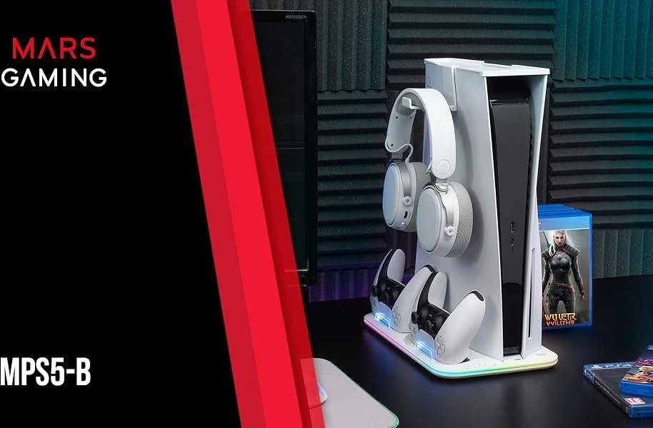 „Mars Gaming MPS5B2“ daugiafunkcis PS5 stovas su aušinimu ir RGB
