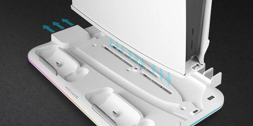 „Mars Gaming MPS5B2“ daugiafunkcis PS5 stovas su aušinimu ir RGB