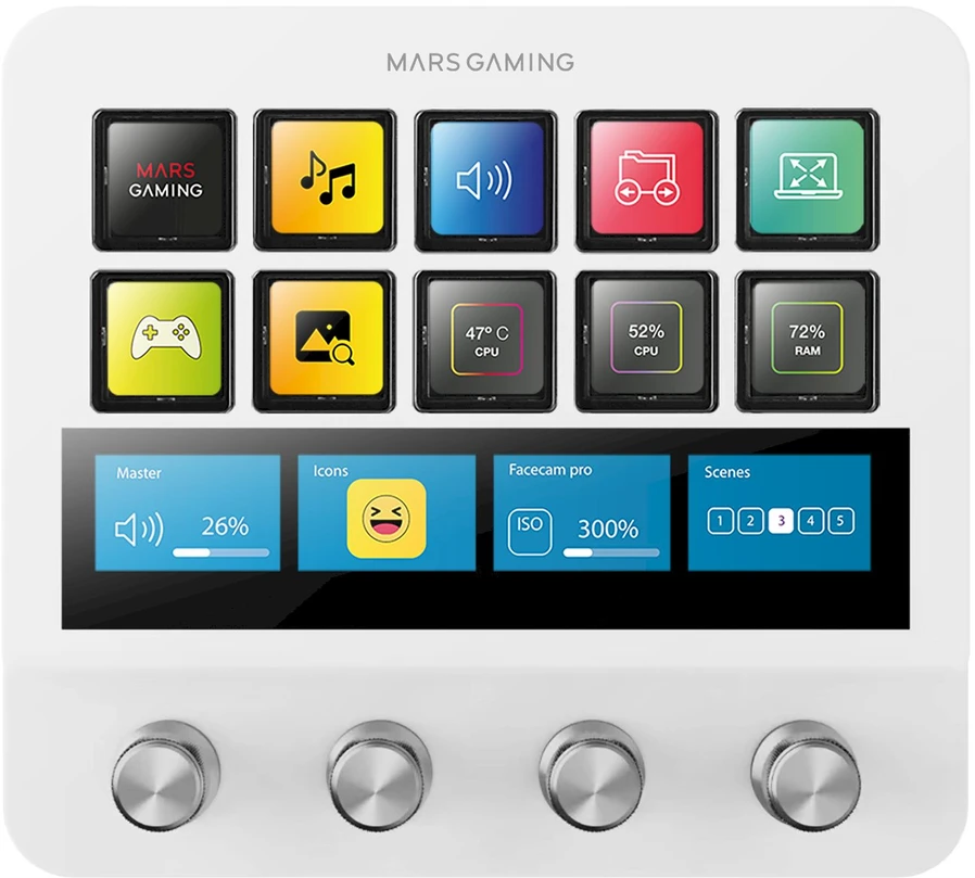 Mars Gaming MSDPROW Tiesioginio turinio kūrimo valdymo pultas 10 mygtukų / baltas