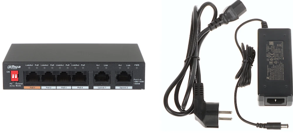 Šakotuvas SWITCH POE PFS3006-4GT-60-V2 4 PRIEVADŲ DAHUA