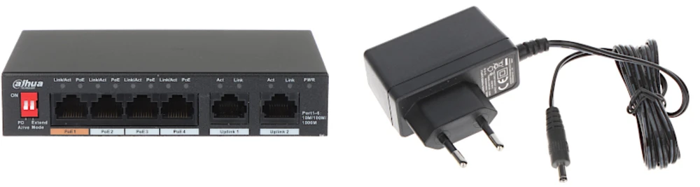 Šakotuvas SWITCH POE PFS3006-4GT-60-V2 4 PRIEVADŲ DAHUA