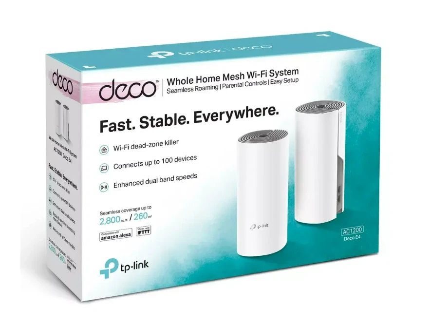Maršrutizatorius TP-LINK AC1200 viso namo tinklelio „Wi-Fi“ sistema „Qualcomm“ CPU 867 Mbps, 5 GHz + 300 Mbps, 2,4 GHz 2 10/100 Mbps prievadai 2 vidinės antenos