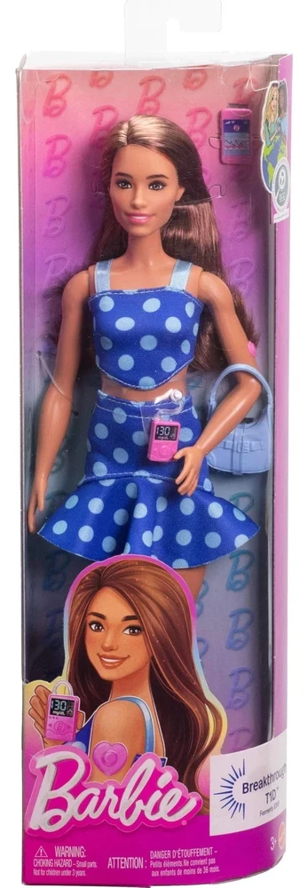 Mattel Lėlė barbė madistė su mėlyna suknele, serganti diabetu (HYT97)