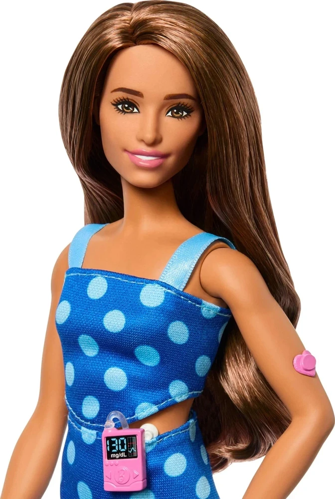 Mattel Lėlė barbė madistė su mėlyna suknele, serganti diabetu (HYT97)