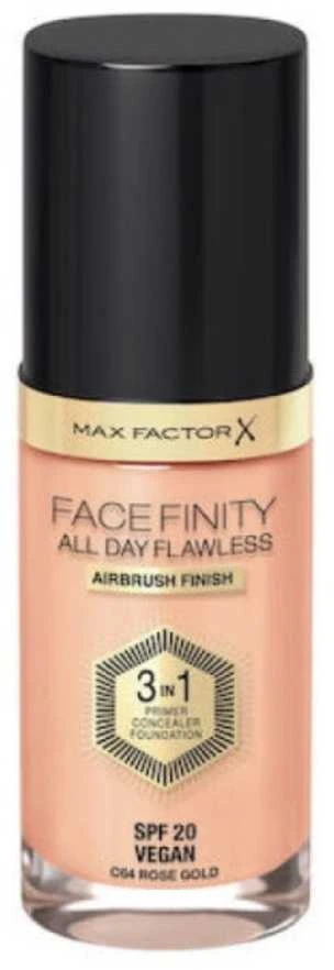 MAX FACTOR MAX FACTOR_Facefinity All Day Flawless 3in1 Foundation SPF20 makiažo pagrindas, SPF 64, rožinis auksas, 30 ml