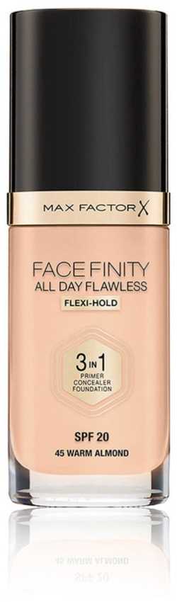 Max Factor Facefinity All Day Flawless Flexi-Hold 3in1 gruntas Maskuoklis Foundation SPF20 45, 30 ml