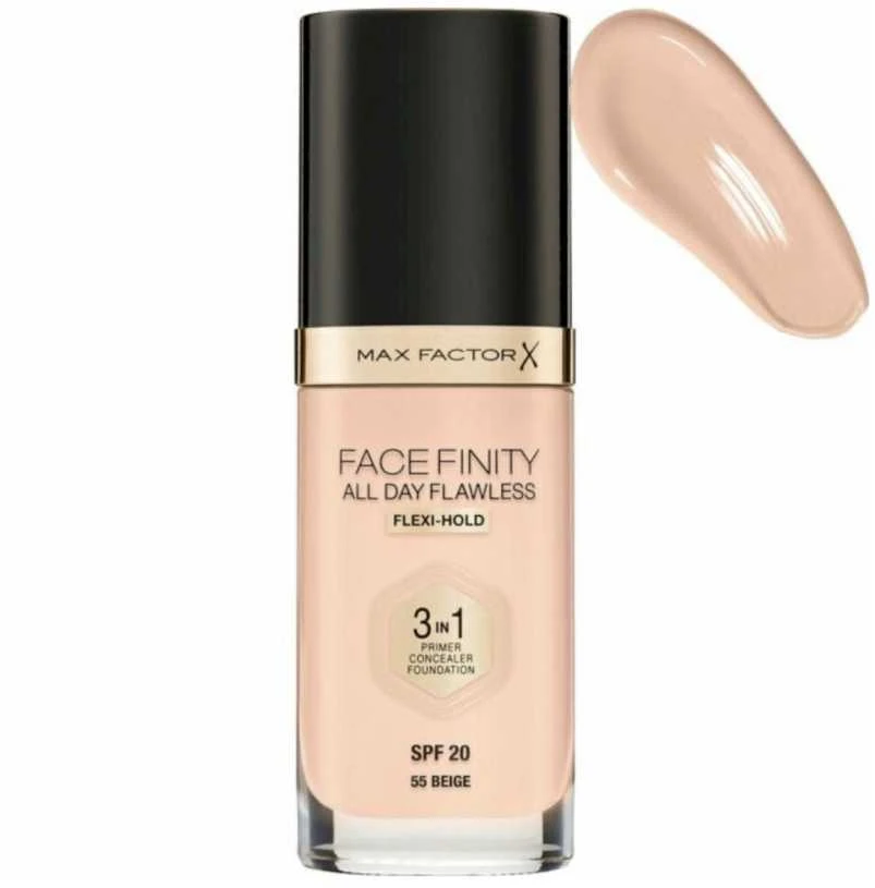 "Max Factor Facefinity 3in1" Maskuoklis ir makiažo pagrindas 55-rusvai gelsvas" 30ml
