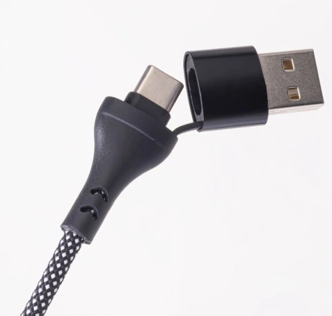 Maxlife ALLin1 laidas USB + USB-C – Lightning + 2x USB-C 1,0 m 66W juodas
