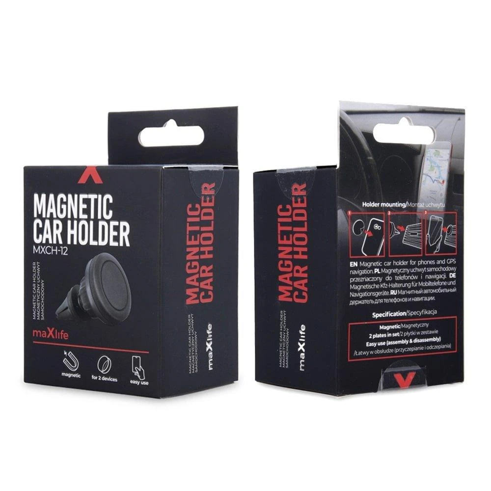 Maxlife automobilinis laikiklis ventiliacijos grotelėms MXCH-12 magnetinis juodas